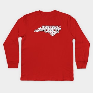 Red North Carolina State Outline Kids Long Sleeve T-Shirt